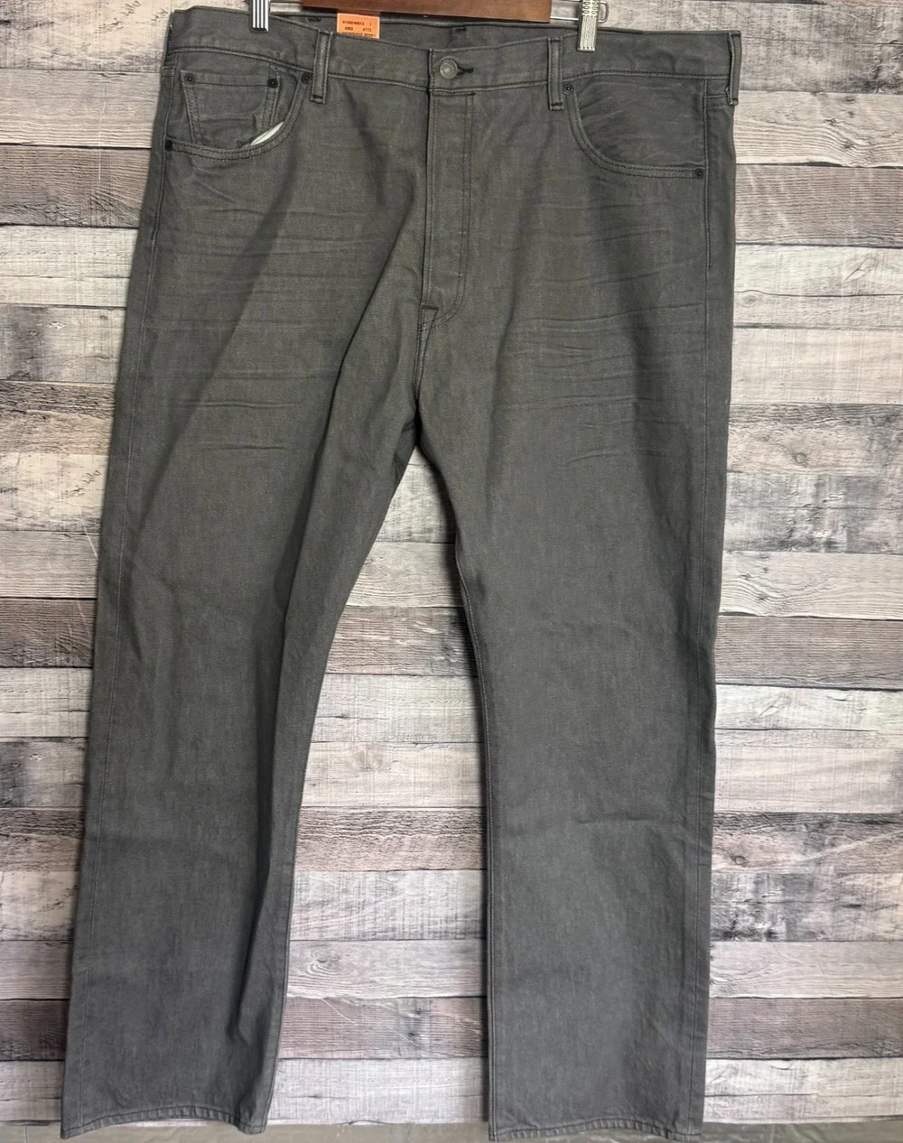 Levis 501 Button Fly Jeans Mens 42x32 Gray Straight Original Denim NEW